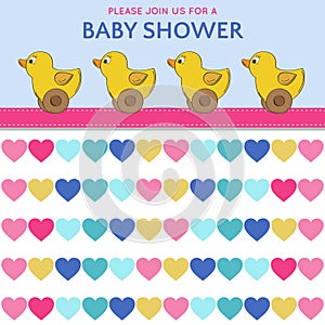 Delicate baby shower card with duck toys