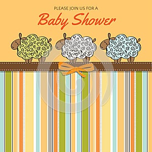 Delicate baby shower card with sheep