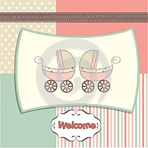 Delicate baby twins shower card