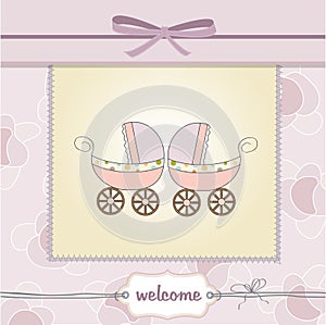 Delicate baby twins shower card