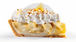 Delicate Banana Pie Slice With Whipped Cream And Coconut photo