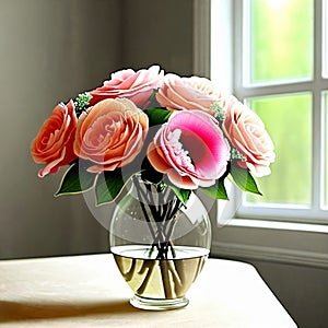 Delicate beauty of a floral arrangement in a vintage ceramic vase.
