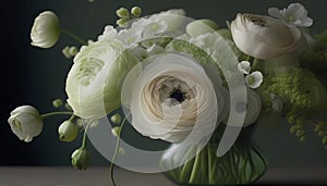 Delicate Beauty of White Ranunculus, Made with Generative AI