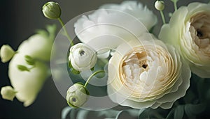 Delicate Beauty of White Ranunculus, Made with Generative AI