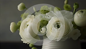 Delicate Beauty of White Ranunculus, Made with Generative AI