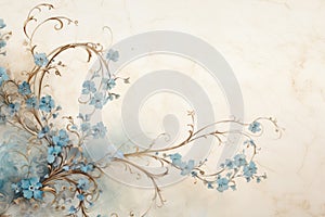 Delicate beige background with springflowers, watercolor. Forget me not