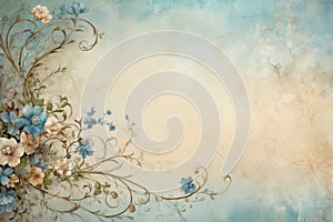 Delicate beige background with springflowers, watercolor. Forget me not