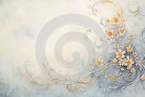Delicate beige background with springflowers, watercolor. Forget me not