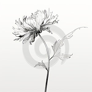 Delicate Black And White Flower Illustration With Minimalistic Japanese Style