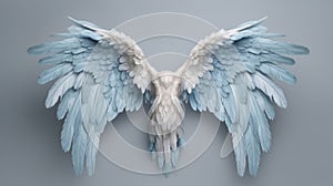 Delicate blue background with white beautiful angel wings 1690446320985 8