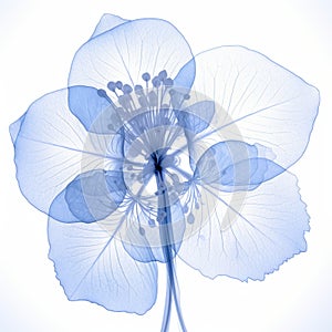 Delicate Blue Flower: 3d X-ray Illustration In The Style Of Nick Veasey
