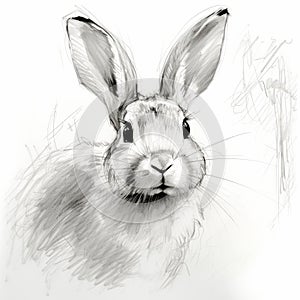 Delicate Brushwork: High Dynamic Range Rabbit Portrait Sketch photo