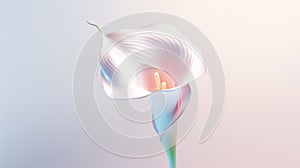 Delicate Calla Lily Sculpture On Holographic Gradient Background