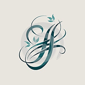 Delicate calligraphy letter H enhanced with intricate leaf designs for a sophisticated touch, Delicate calligraphy for a