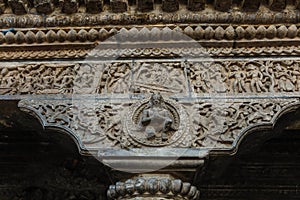 Carved Stone pillar and shoulder pole at Kathmandu durbar square,Nepal