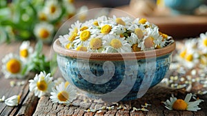 Delicate Chamomile Blossoms in a Field of Green - Serene Nature Photography