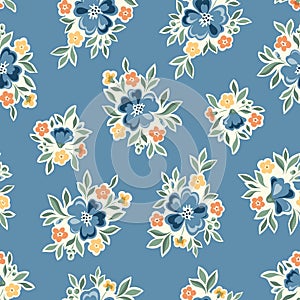 Delicate Chintz Romantic Meadow Wildflowers Vector Seamless Pattern