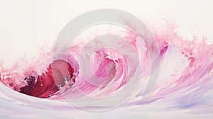 Delicate Chromatics: Pink Wave Painting On White Canvas