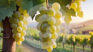 a delicate cluster of Grapes with cute faces hanging from stem with smiling faces laughing faces