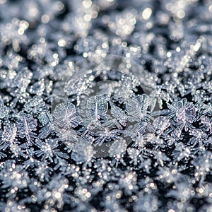 Unique hexagonal structures reflecting light with a sparkling translucent