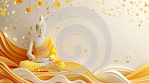 A delicate composition showcasing a Buddha in serene repose