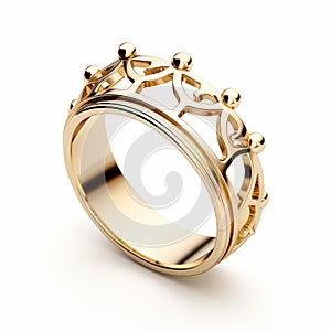 Delicate Crown Gold Ring - Intricate Cut-outs, Troubadour Style