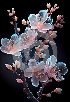 Delicate crystal flowers. Ia generative.