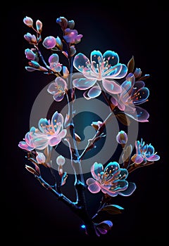 Delicate crystal flowers. Ia generative.