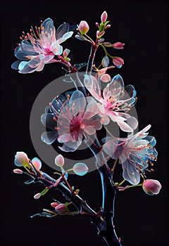 Delicate crystal flowers. Ia generative.