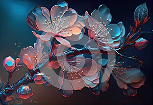 Delicate crystal flowers. Ia generative.