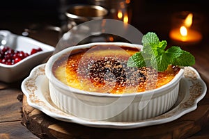 Delicate dessert CrÃ¨me Brulee photo