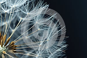 Delicate details of dandelion seeds up close, highlighting their structure and fragility