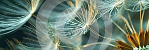 Delicate details of dandelion seeds up close, highlighting their structure and fragility