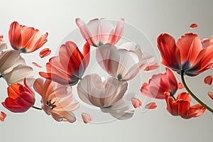 Delicate Elegance of Floating Petals Amidst Blossoming Flowers.
