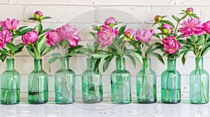 Delicate Elegance: Three Vases Blossoming With Pink Flowers