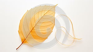 delicate fall leaf on white