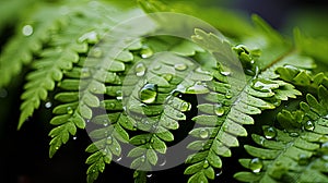 The delicate, feathery texture of a fern frond, with each leaflet unfurling to reveal its intr