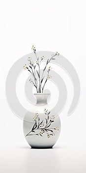 Delicate Flora: White And Brown Ceramic Flower Vase With Flowers