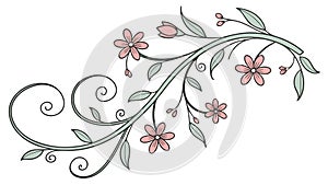 Delicate Floral Branch with Pink and White Blooms, vector design Generative AI