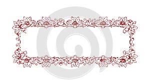 Delicate Floral Rectangle Frame, Elegant Ornate Border, vector design Generative AI