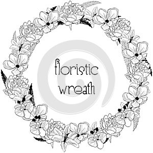 Delicate Floristic Wreath. Flower Design Frame Element