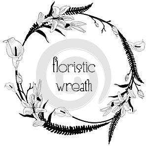 Delicate Floristic Wreath. Flower Design Frame Element