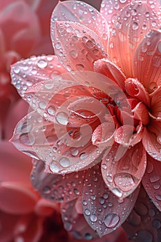 Delicate flower petals close-up with dew