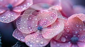 Delicate flower petals close-up with dew