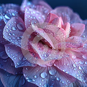 Delicate flower petals close-up with dew