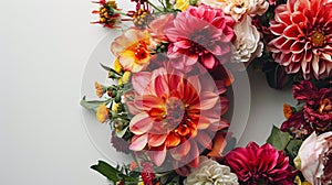 Delicate Flower Wreath on White Surface - Beautiful Floral Decor for Any Occasion