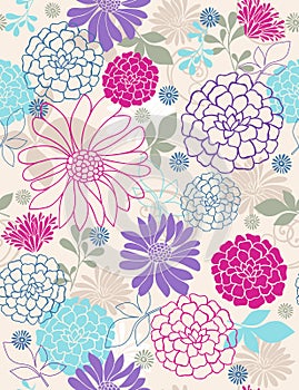 Delicate Flowers Seamless Repeat Pattern photo
