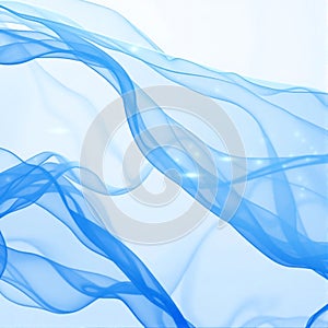 Flowing blue fabric dances in gentle light against a soft background