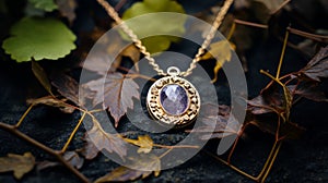 Delicate Gemstone Necklace With Purple Stone And Celtic Art