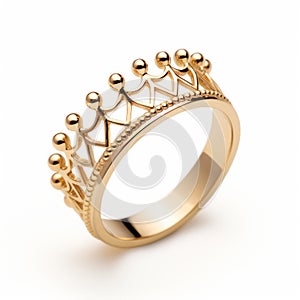 Delicate Gold Crown Ring With Intricate Design - Inspired By Vray